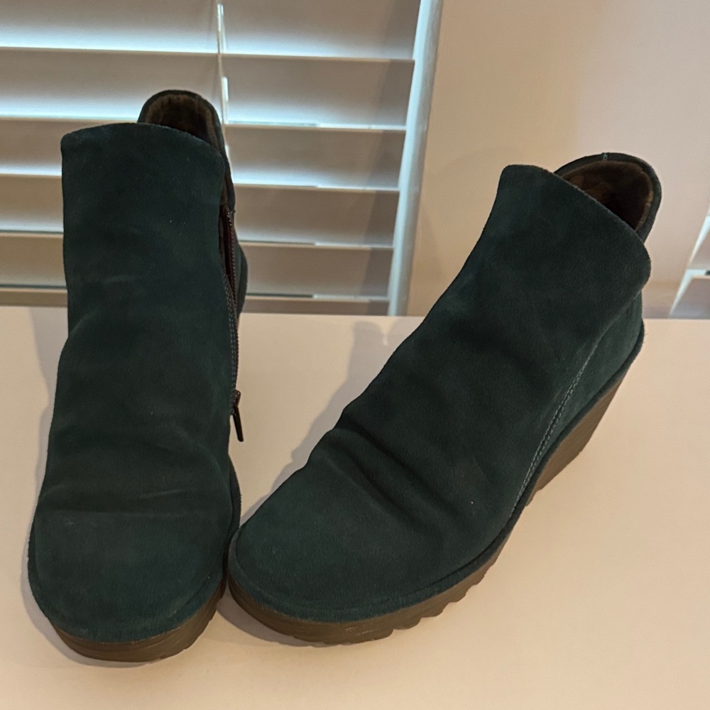 Fly London Dark Green Suede Ankle Boots
